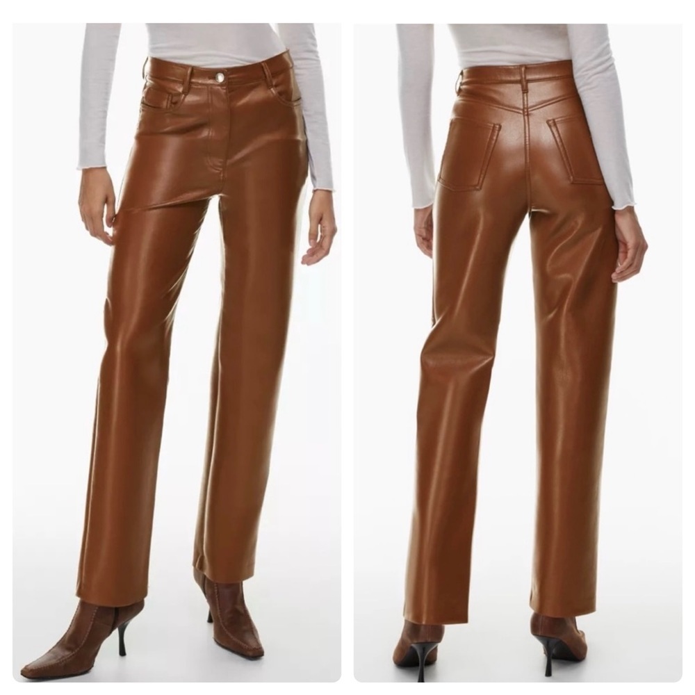 Wilfred Melina Vegan Leather High Rise Straight Pants Rich Chestnut 00 NWT